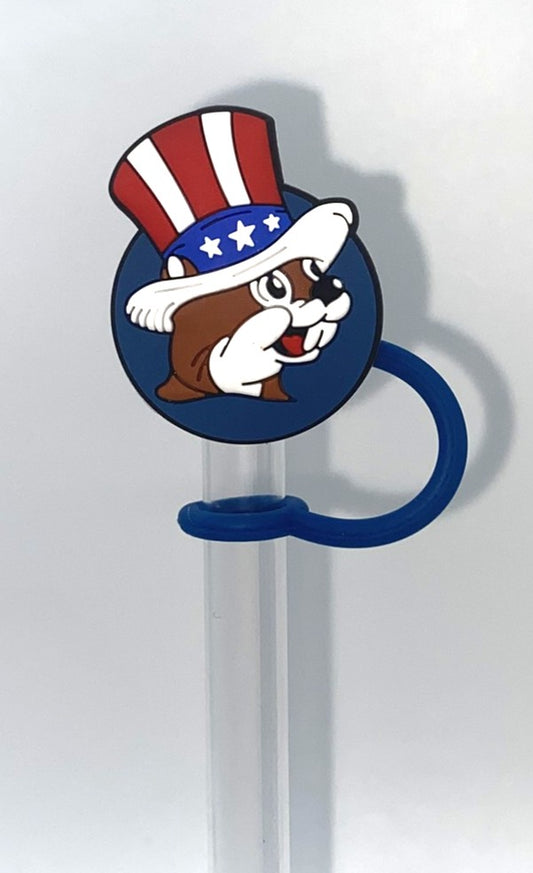 Patriotic Beaver Gas Station Straw Topper