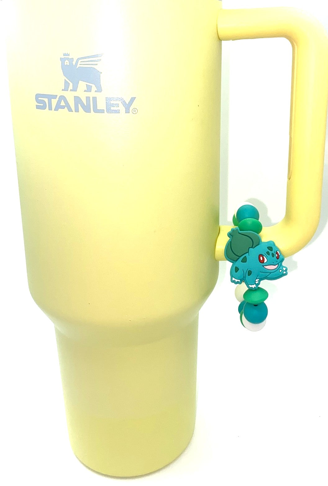 Teal Bulb Dinosaur Poison Poke Anime Video Game Character Stanley Tumbler Cup Handle Charm