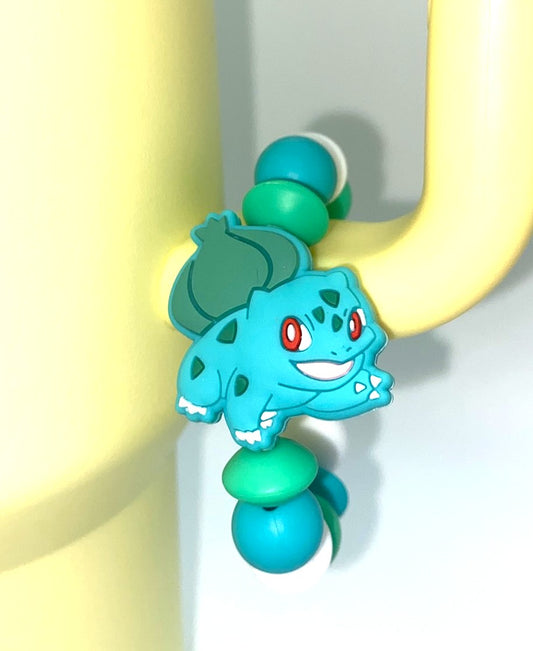 Teal Bulb Dinosaur Poison Poke Anime Video Game Character Stanley Tumbler Cup Handle Charm