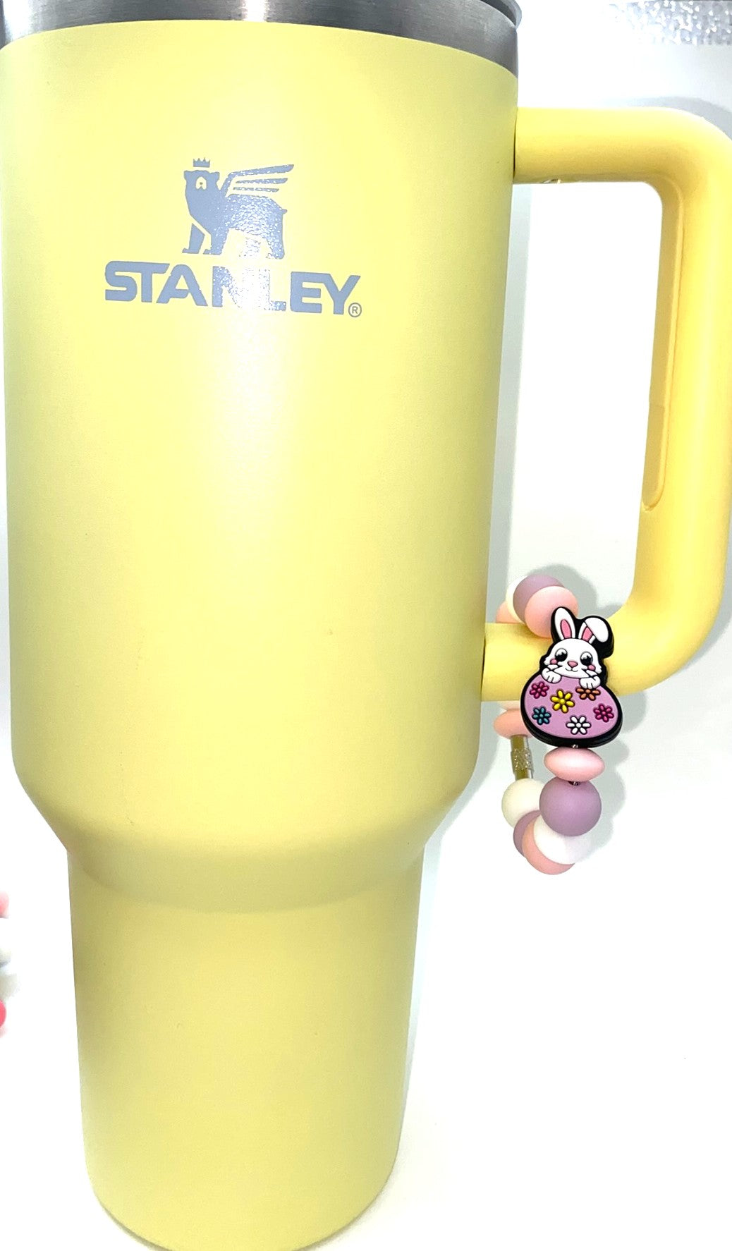 Easter Bunny In Floral Egg Stanley Tumbler Cup Handle Charm