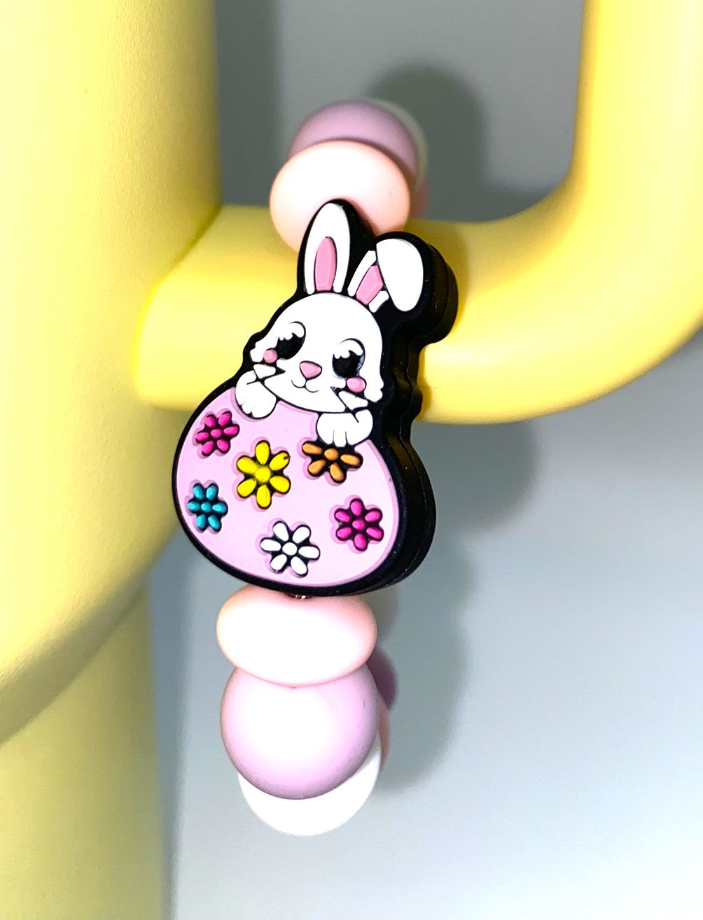 Easter Bunny In Floral Egg Stanley Tumbler Cup Handle Charm