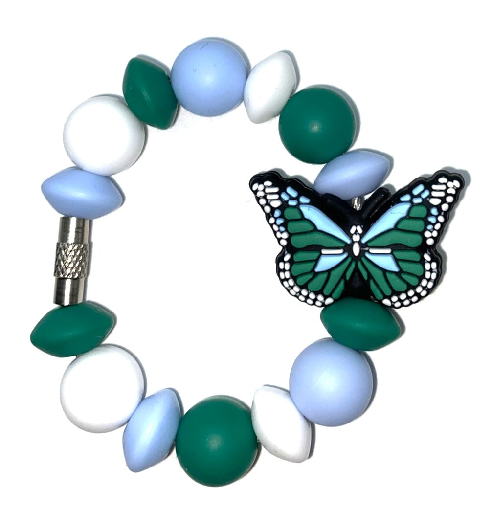 Green & Blue Monarch Butterfly Stanley Tumbler Cup Handle Charm