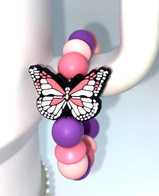 Pink Monarch Butterfly Stanley Tumbler Cup Handle Charm