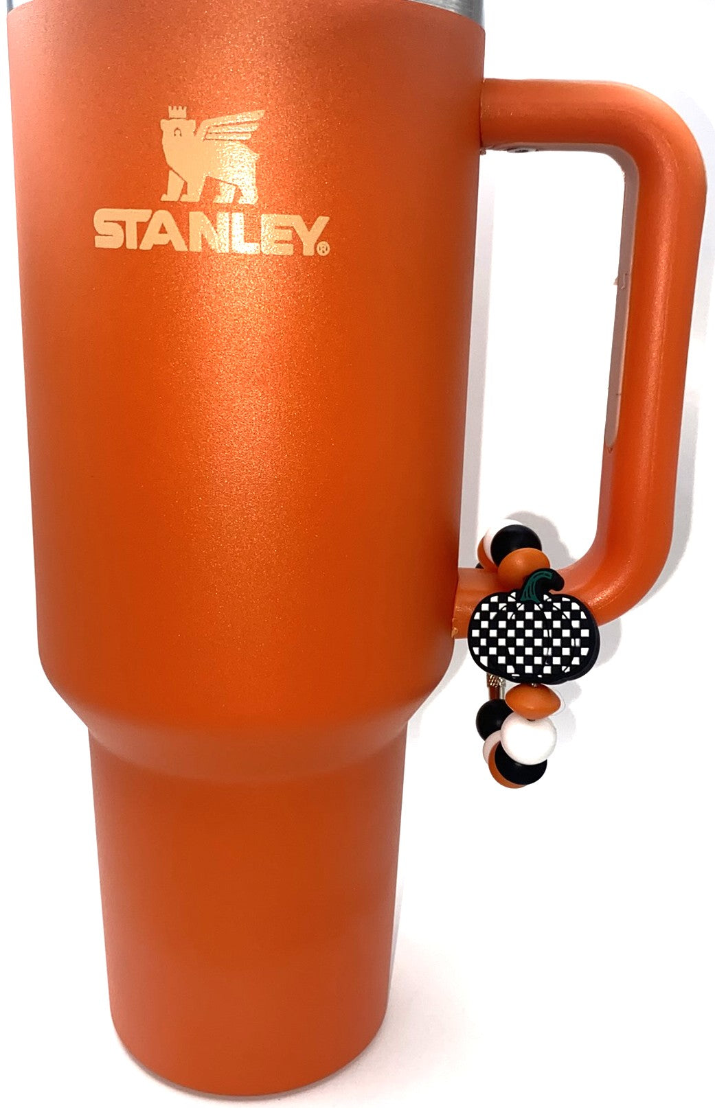 Black & White Checkered Pumpkin Fall Stanley Tumbler Cup Handle Charm