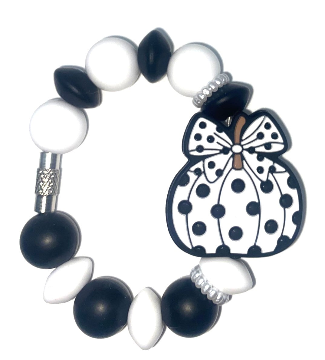 Black & White Polka Dot Coquette Bow Pumpkin Stanley Tumbler Cup Handle Charm