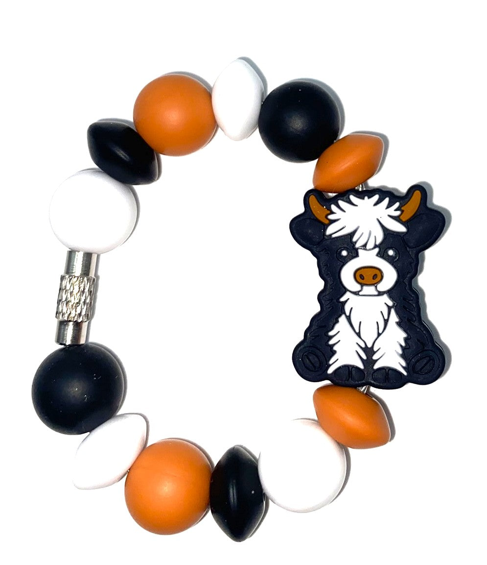 Highland Cow Black & White Stanley Tumbler Cup Handle Charm