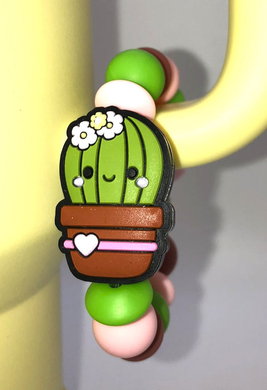 Cute Cactus In Pot Green Stanley Tumbler Cup Handle Charm