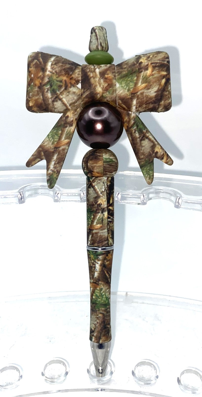 Camo Big Bow Beaded Pen