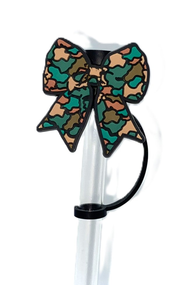 Camo Coquette Bow Straw Topper