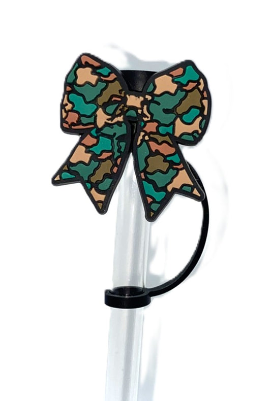 Camo Coquette Bow Straw Topper