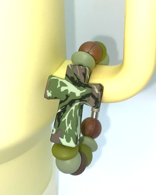 Camo Camouflage Cross Stanley Tumbler Cup Handle Charm