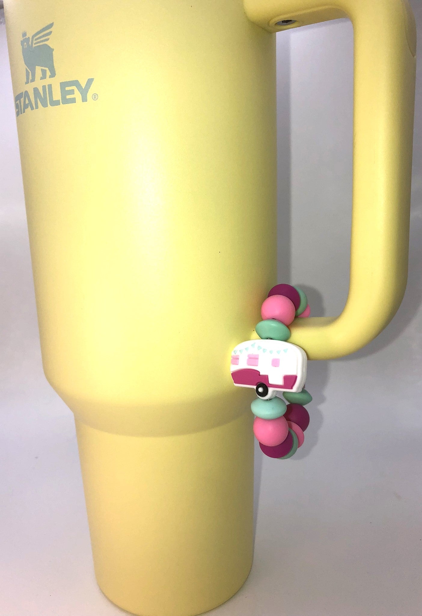 Pink Camper Travel Trailer Stanley Tumbler Cup Handle Charm