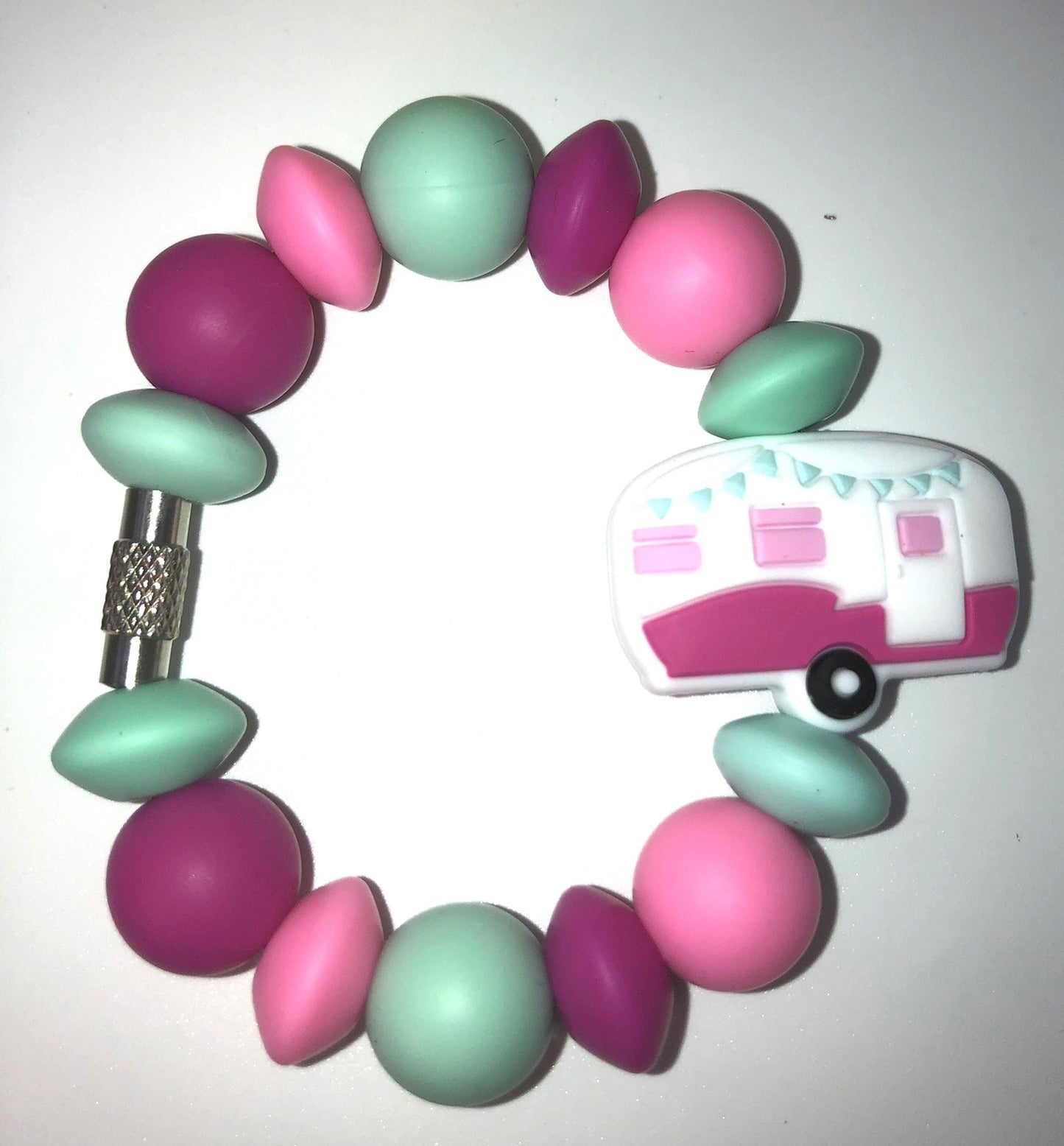 Pink Camper Travel Trailer Stanley Tumbler Cup Handle Charm