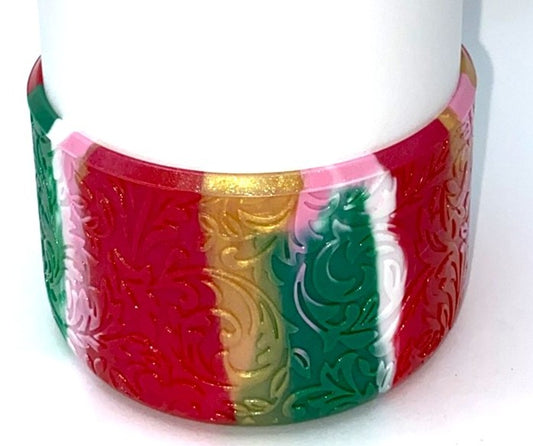 Candy Cane Shimmer Baroque Christmas Stanley Tumbler Boot Sleeve #199