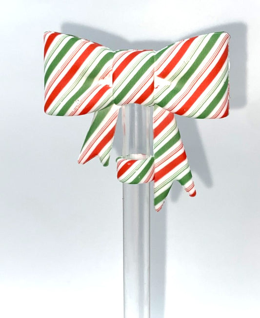 Candy Cane Stripes Bow Straw Topper