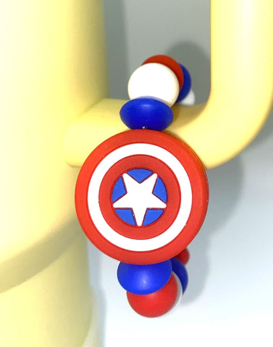 American Captain Shield Super Hero Stanley Tumbler Cup Handle Charm