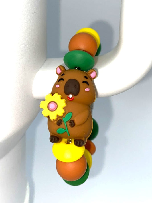 Capybara w/Sunflower 3D Stanley Tumbler Cup Handle Charm