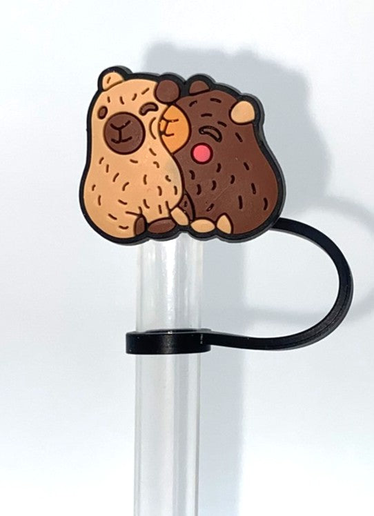Capybaras Cuddling Straw Topper