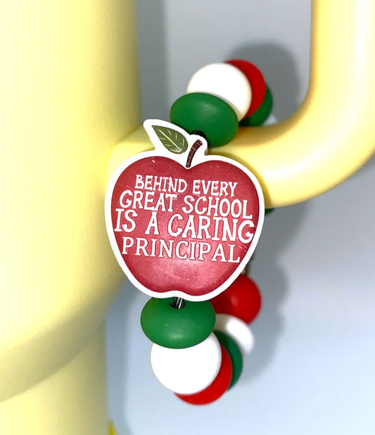 Behind Every Great School Is A Caring Principal Apple Stanley Tumbler Cup Handle Charm