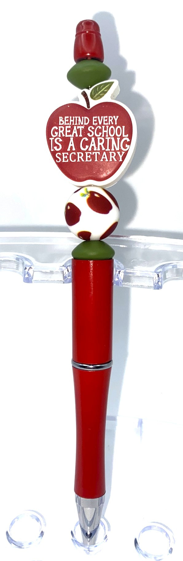 Behind Every Great School Is A Caring Secretary Apple Beaded Pen
