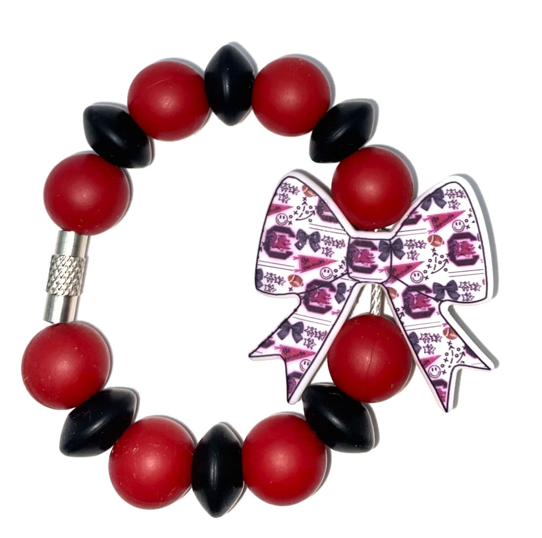 South Carolina Gamecocks USC Printed Bow College Football Stanley Tumbler Cup Handle Charm