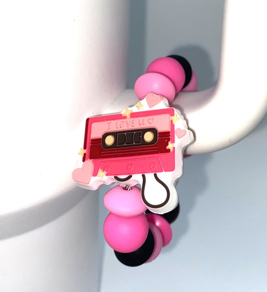 I Love You Cassette Tape Music Love Songs Stanley Tumbler Cup Handle Charm
