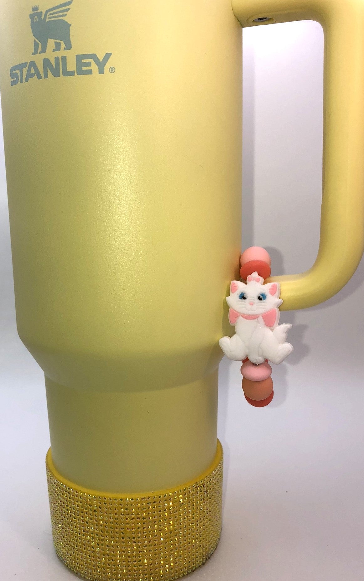 White Fancy Cartoon Cat Stanley Tumbler Cup Handle Charm