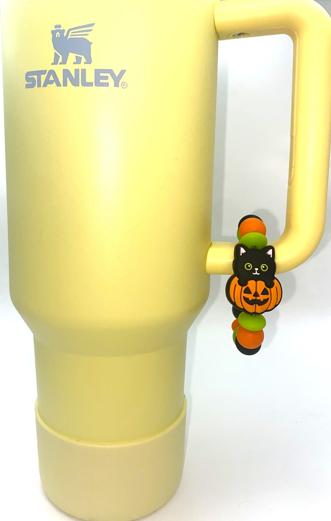 Black Cat w/Pumpkin Stanley Tumbler Cup Handle Charm