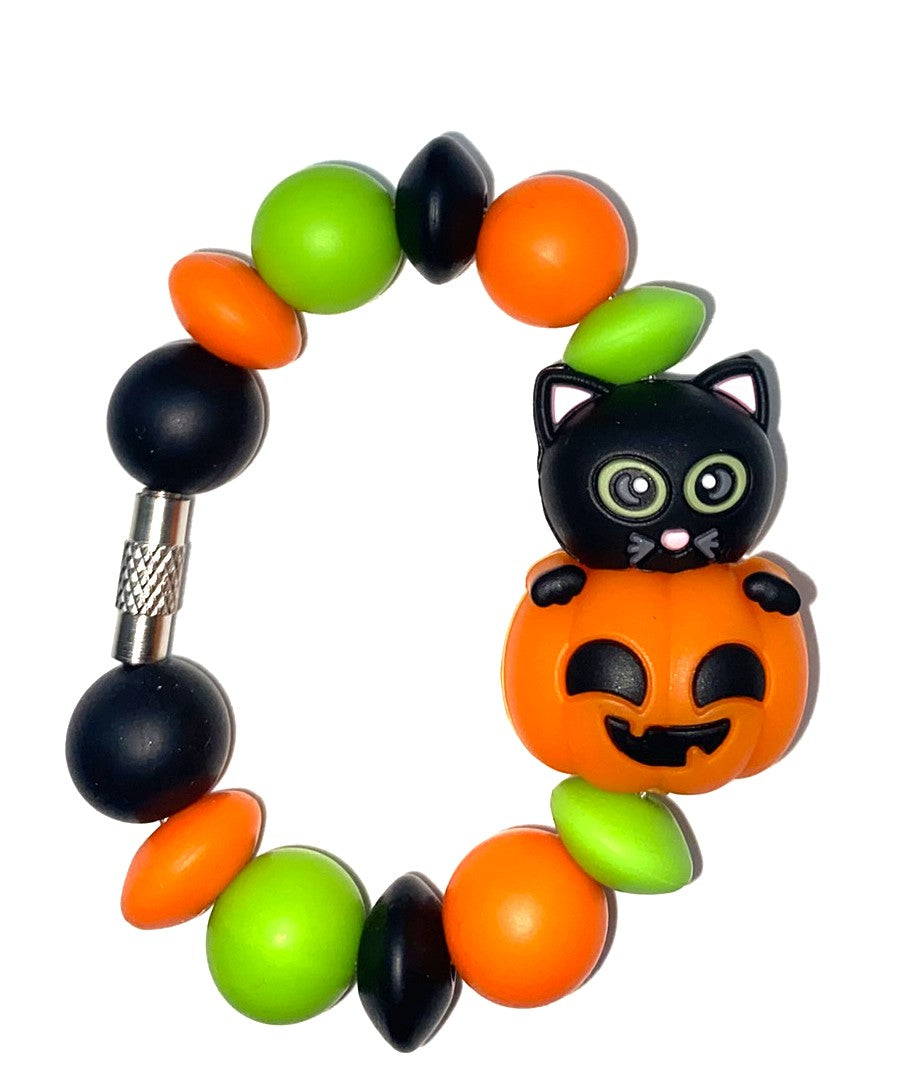 Black Cat In Pumpkin 3D Stanley Tumbler Cup Handle Charm