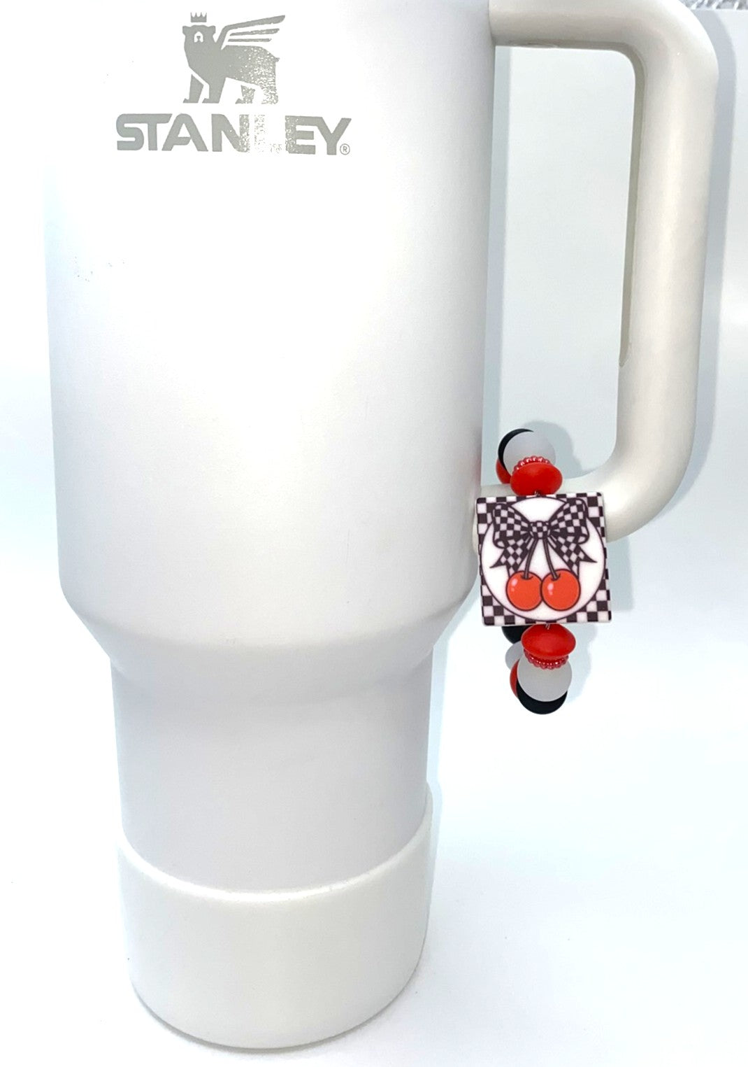 Checkered Cherries w/Bow Stanley Tumbler Cup Handle Charm
