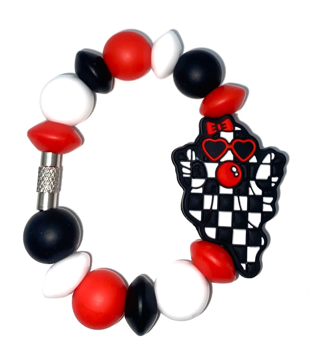 Black & White Checkered Bubblegum Blowing Ghost Halloween Stanley Tumbler Cup Handle Charm