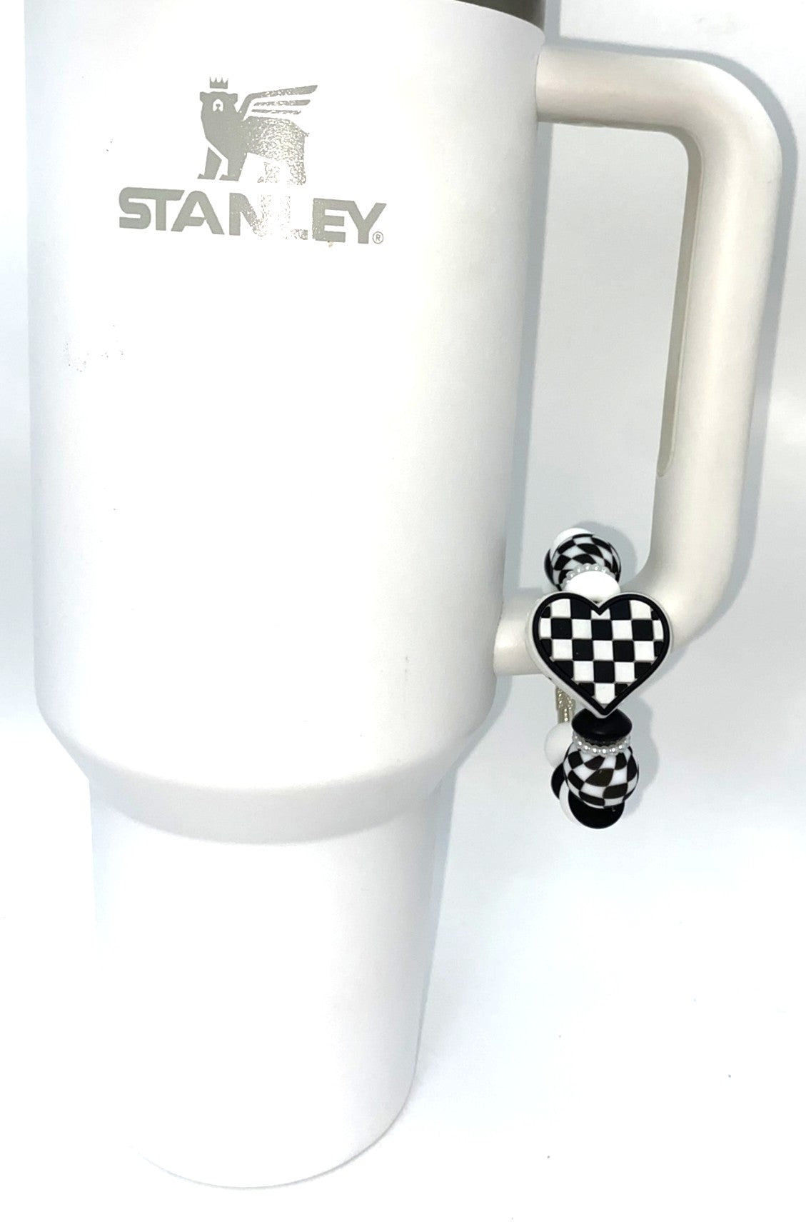 Checkered Heart Stanley Tumbler Cup Handle Charm