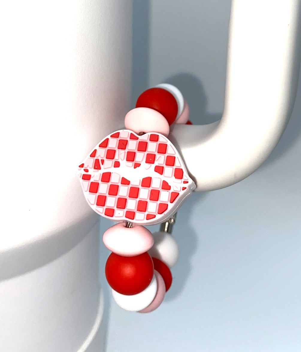 Checkered Lips Stanley Tumbler Cup Handle Charm