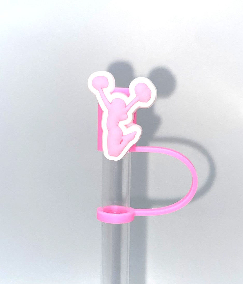Cheerleader w/Pom Poms Straw Topper