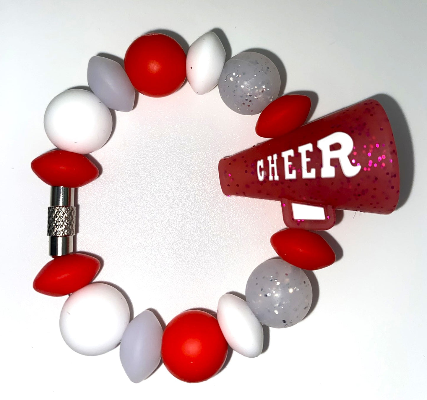 Red Glitter 3D Cheer Megaphone Stanley Tumbler Cup Handle Charm