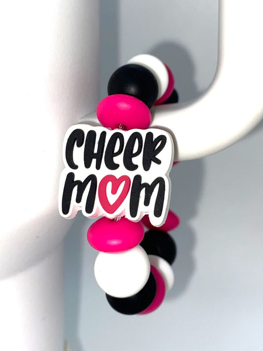 Cheer Mom Pink Heart Stanley Tumbler Cup Handle Charm