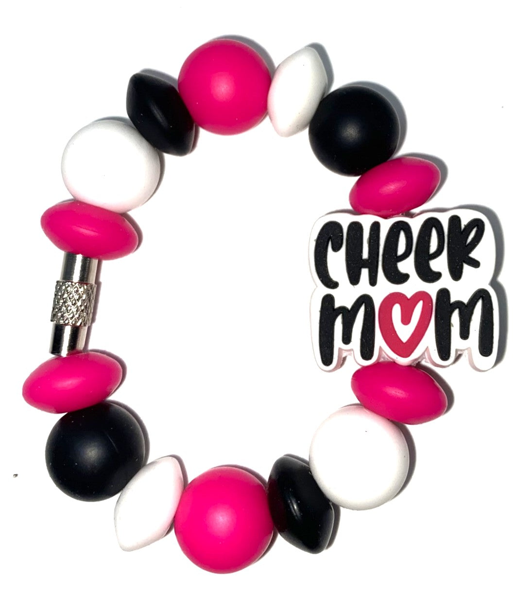 Cheer Mom Pink Heart Stanley Tumbler Cup Handle Charm