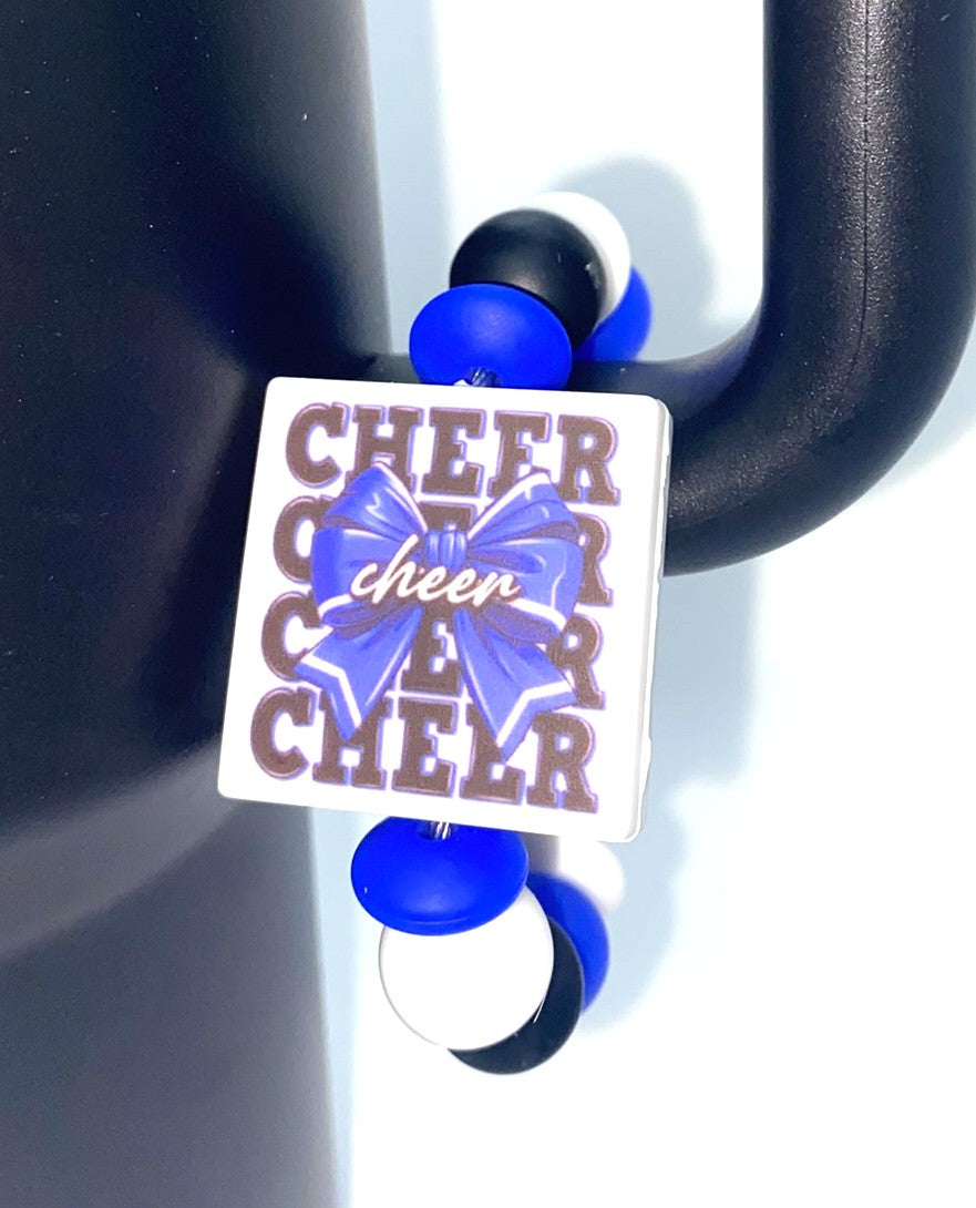 Cheer Blue Printed Stanley Tumbler Cup Handle Charm