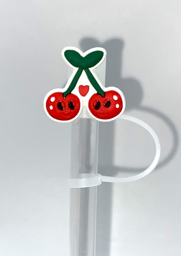 Cherries Smiley Straw Topper