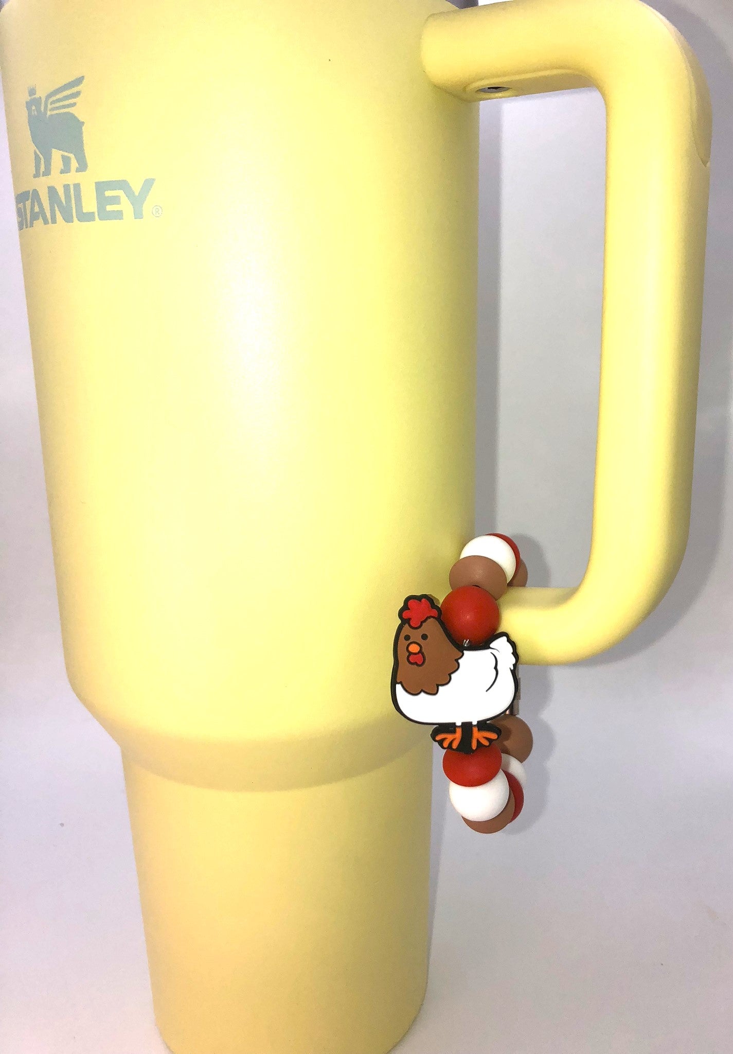 White Chicken Hen Stanley Tumbler Cup Handle Charm