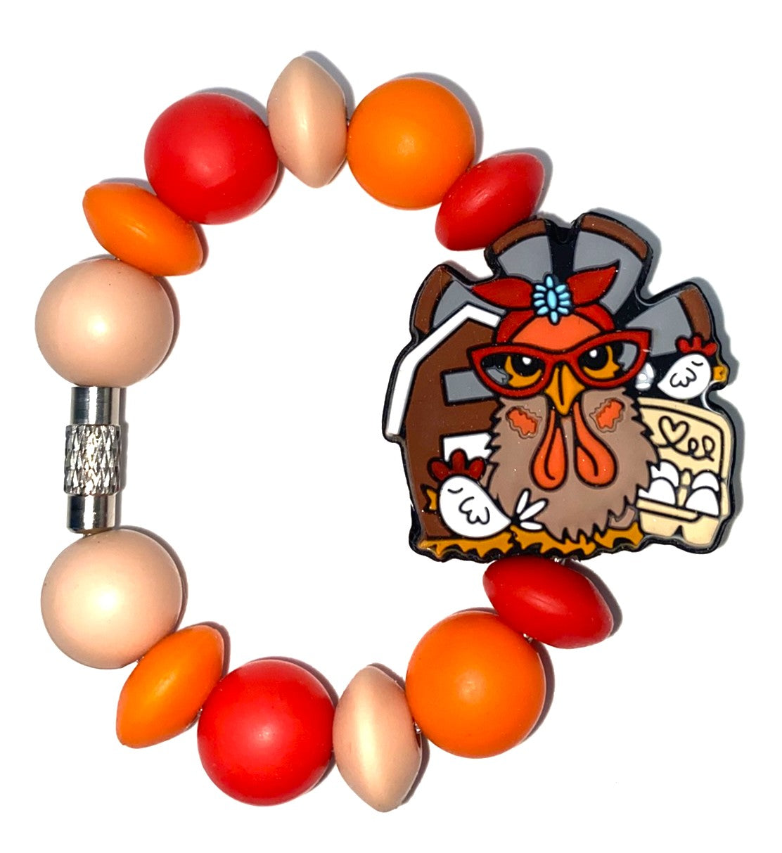 Mama Chicken Hen w/Barn Stanley Tumbler Cup Handle Charm