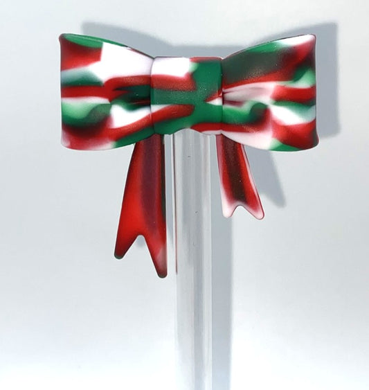 Bow Christmas Swirl Straw Topper