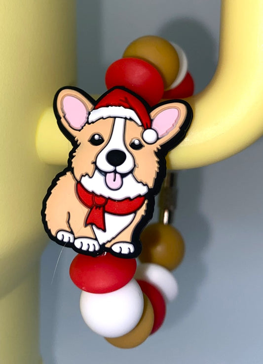 Christmas Corgi Stanley Tumbler Cup Handle Charm