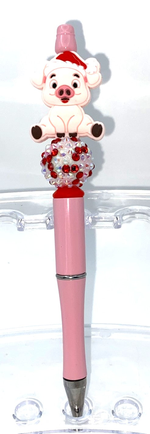 Christmas Pig Beaded Pen