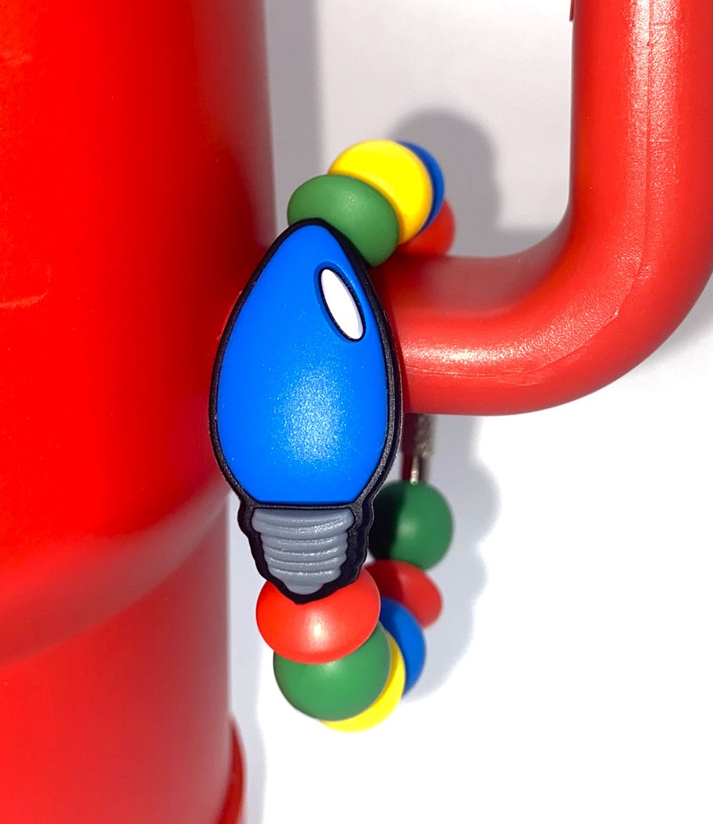Christmas Light Bulb Blue Stanley Tumbler Cup Handle Charm