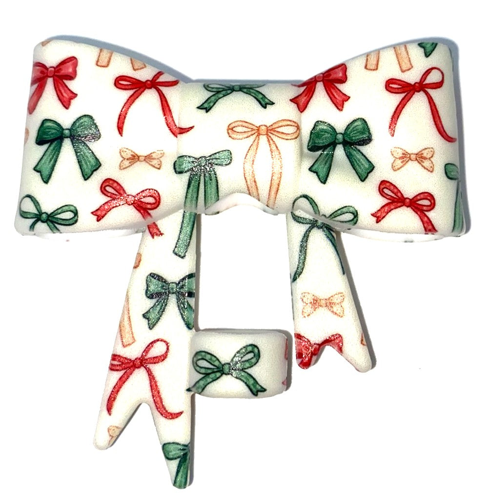 Christmas Ribbons Bow Straw Topper