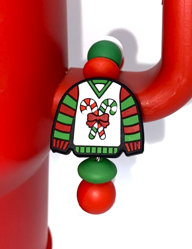 Ugly Christmas Sweater Candy Canes Stanley Tumbler Cup Handle Charm
