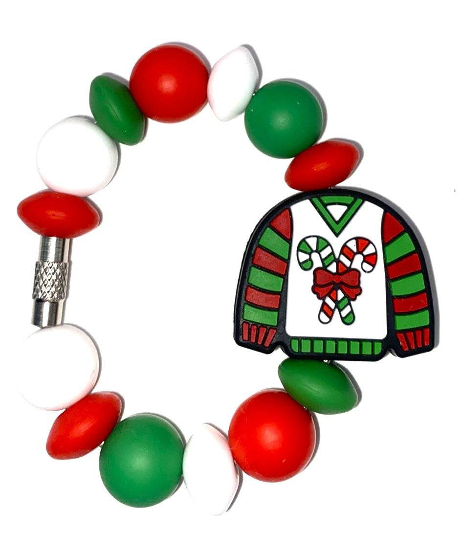 Ugly Christmas Sweater Candy Canes Stanley Tumbler Cup Handle Charm