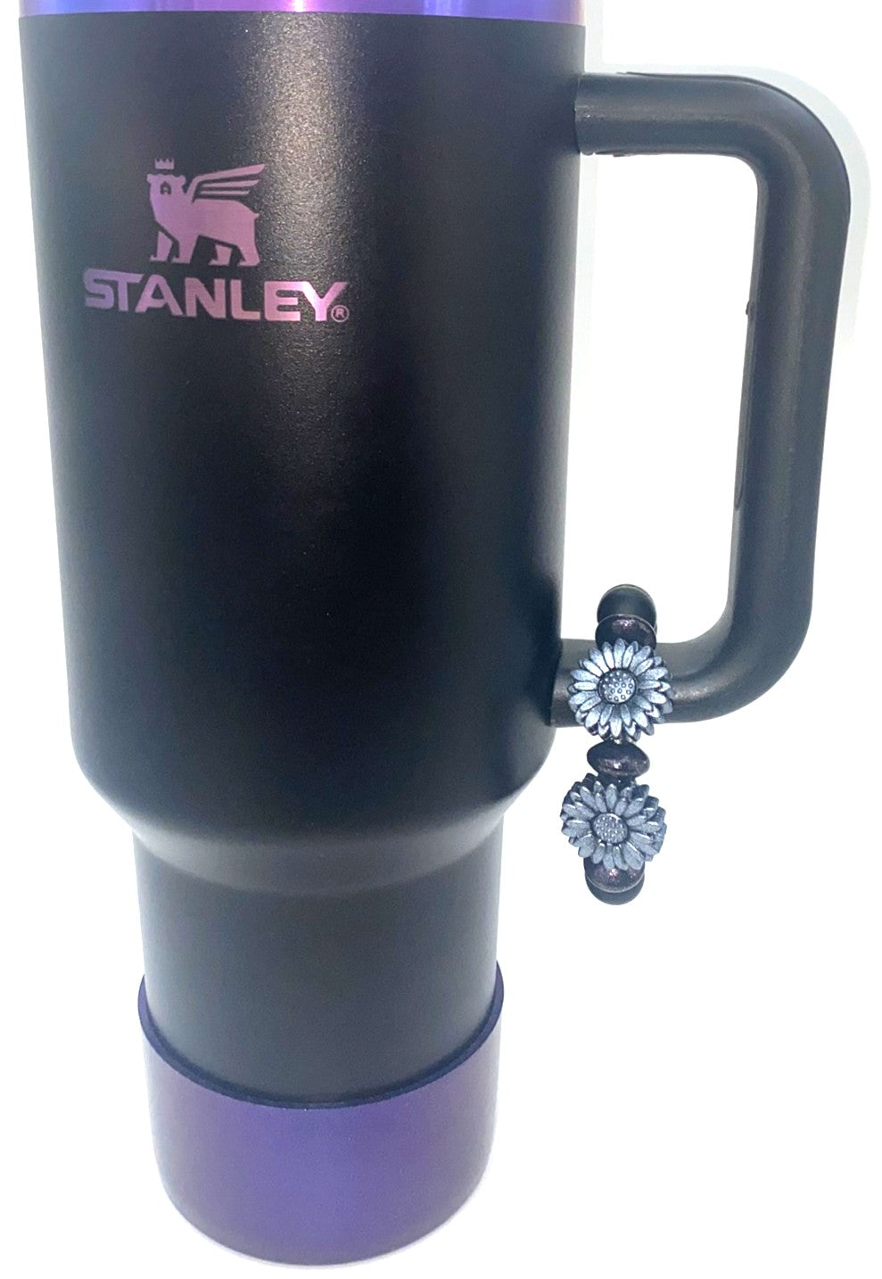 Chroma Iridescent Black Daisies Stanley Tumbler Cup Handle Charm