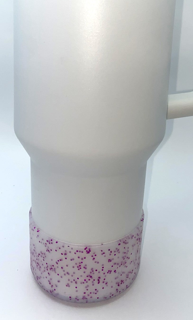 Purple Glitter Clear Frosted Translucent Stanley Tumbler Boot Sleeve #155